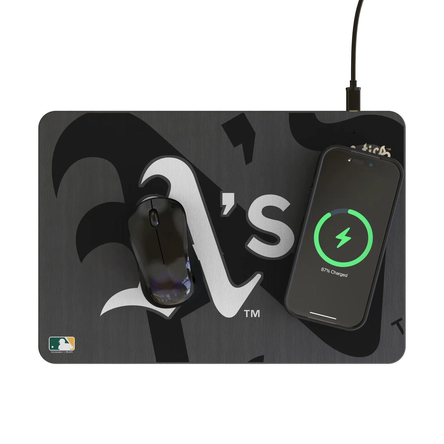 Oakland Athletics Monocolor Tilt 15-Watt Wireless Charger and Mouse Pad