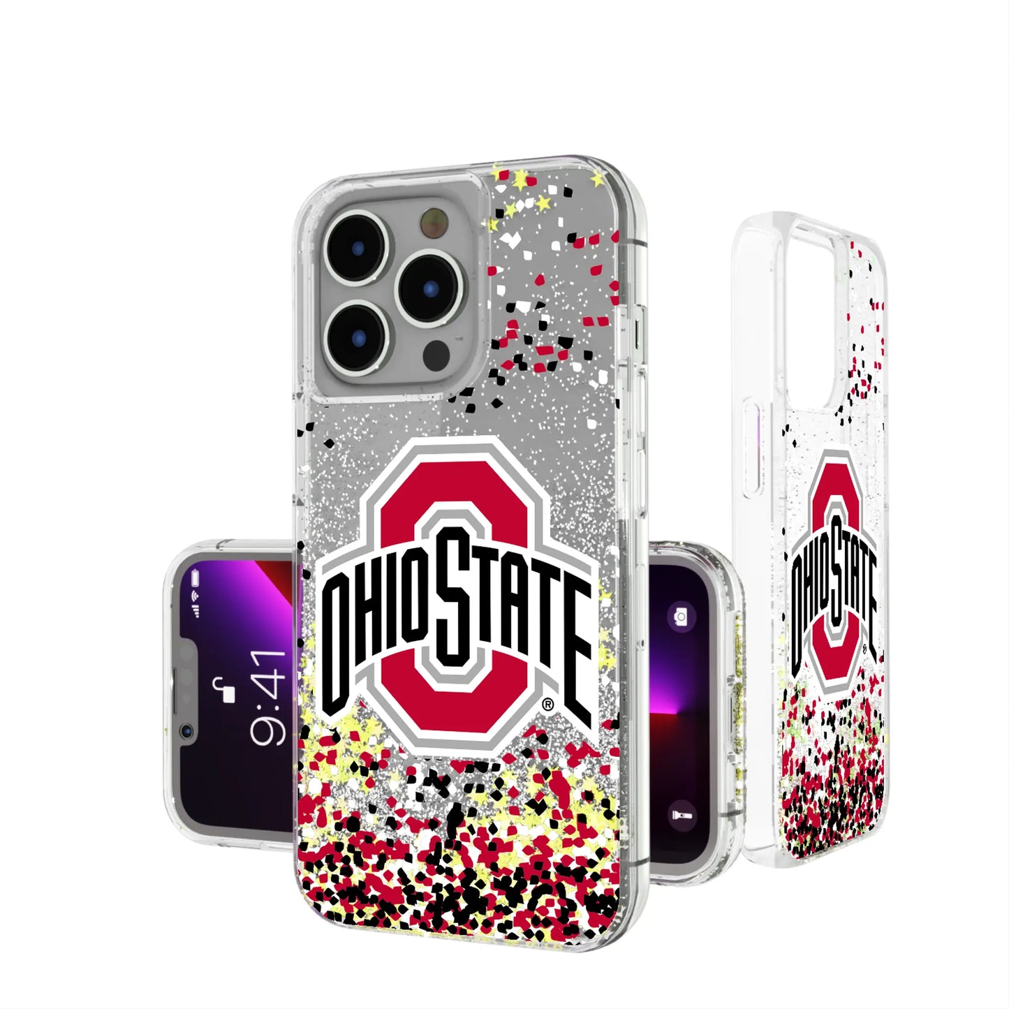 Ohio State University Buckeyes Confetti Glitter Phone Case for Apple iPhone
