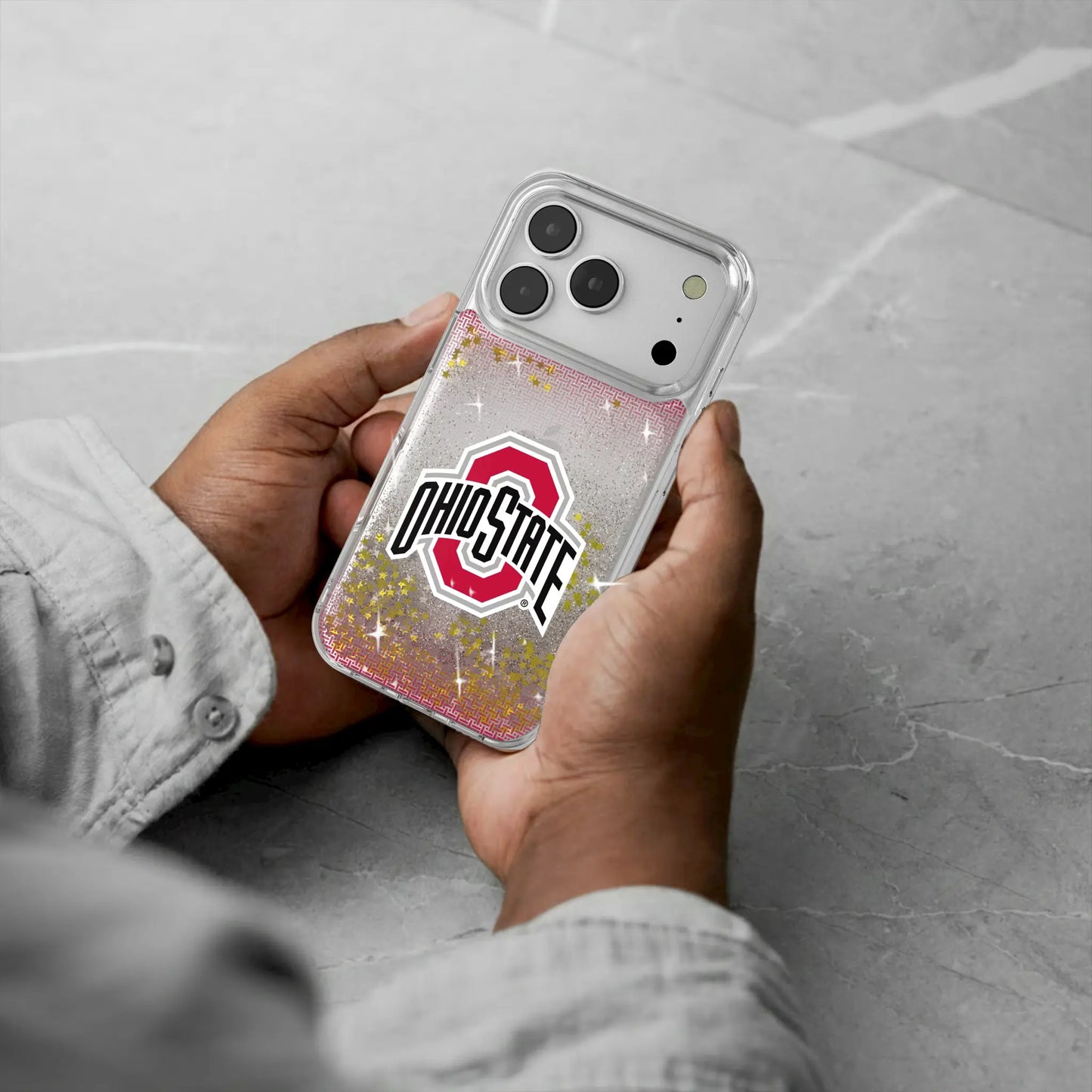 Ohio State University Buckeyes Linen Glitter Phone Case for Apple iPhone