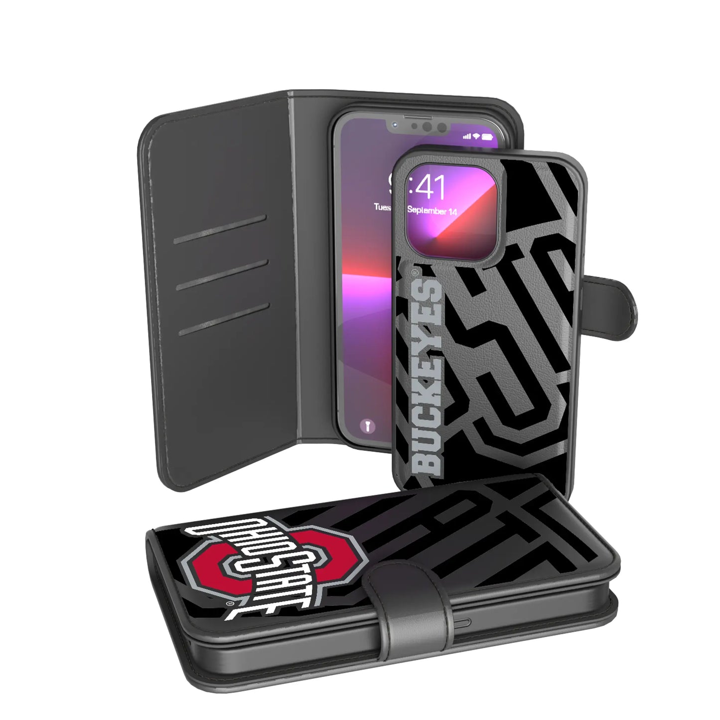Ohio State University Buckeyes Monocolor Tilt Wallet Phone Case for Apple iPhone