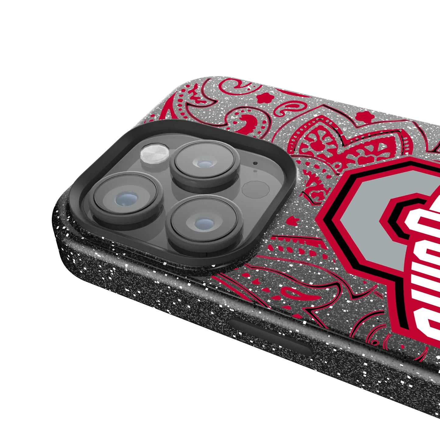 Ohio State University Buckeyes Paisley Black Bling Phone Case for Apple iPhone