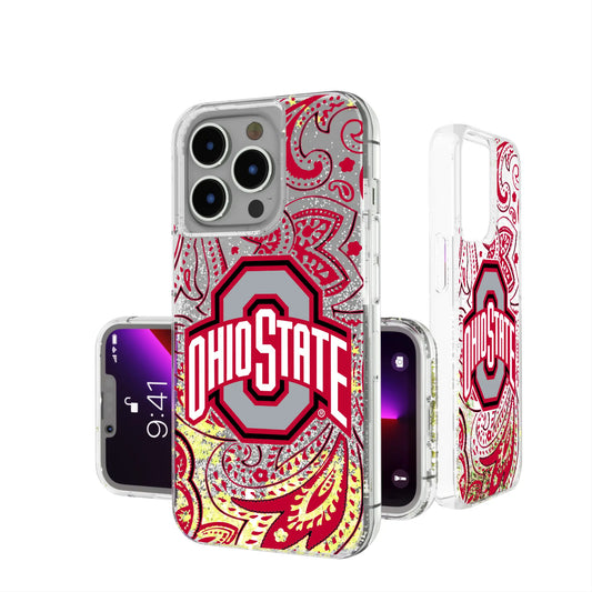 Ohio State University Buckeyes Paisley Glitter Phone Case for Apple iPhone