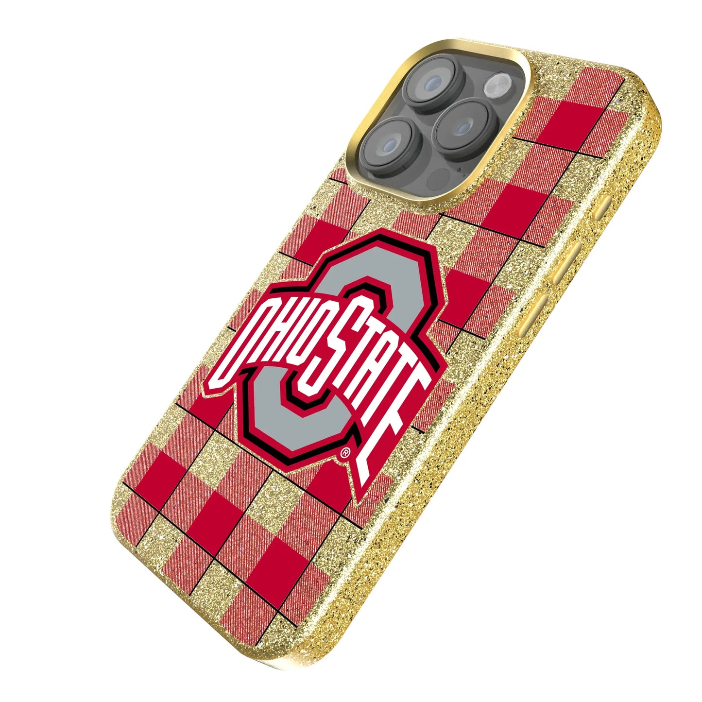 Ohio State University Buckeyes Plaid Bling Phone Case for Apple iPhone