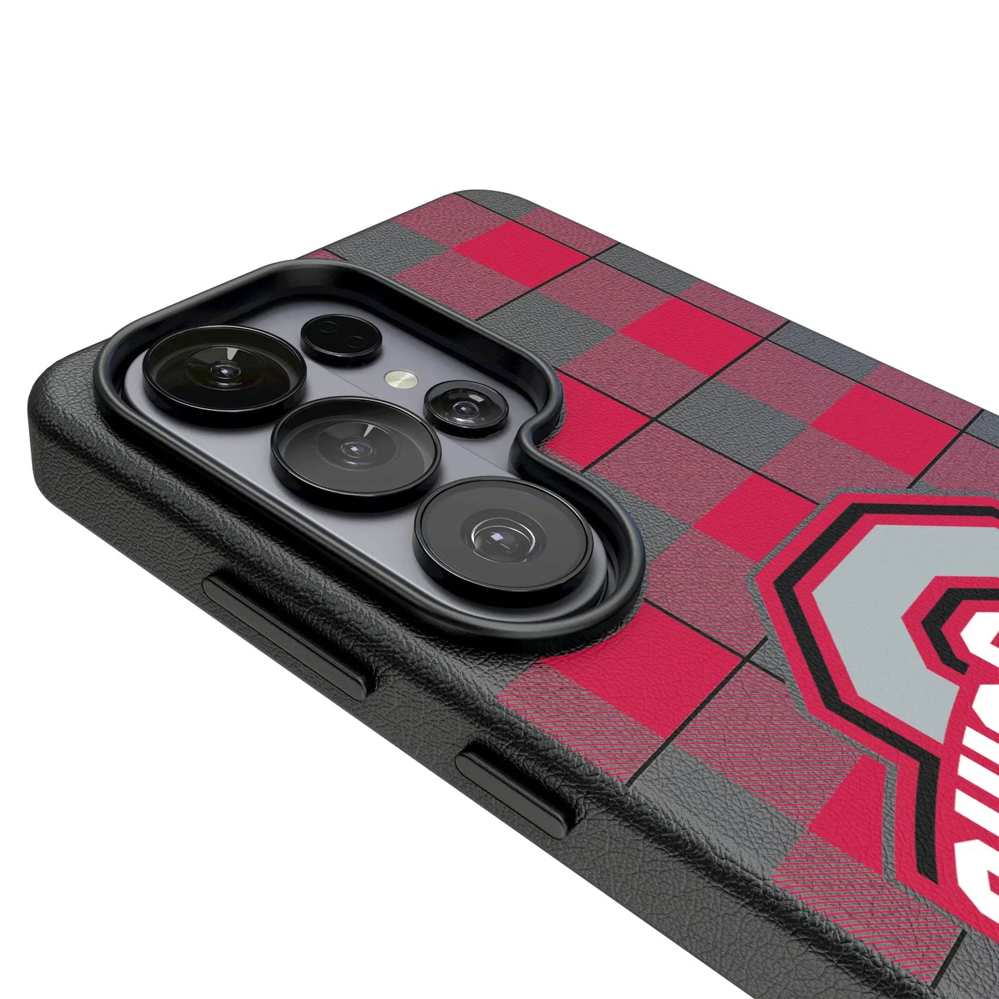 Ohio State University Buckeyes Plaid MagSafe Compatible Phone Case for Samsung Galaxy