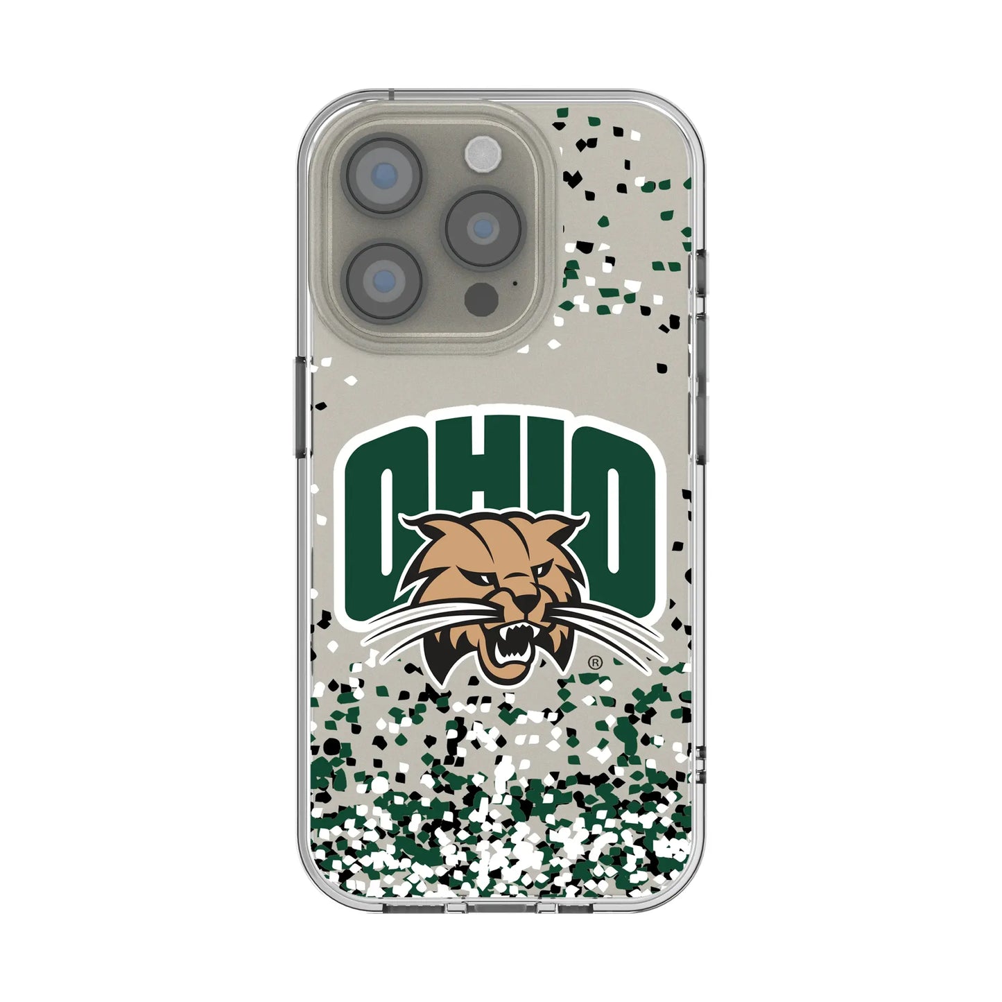 Ohio University Bobcats Confetti Clear Phone Case for Apple iPhone