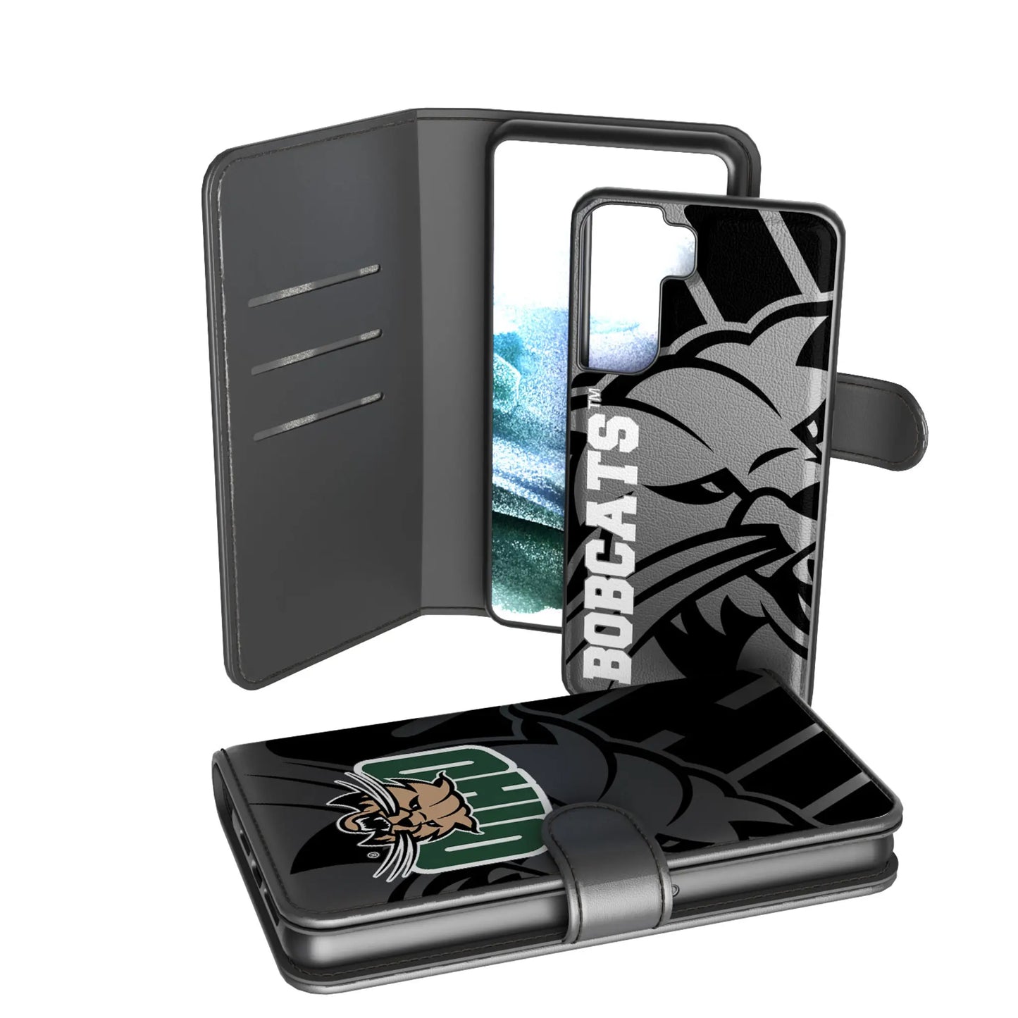 Ohio University Bobcats Monocolor Tilt Wallet Phone Case for Apple iPhone