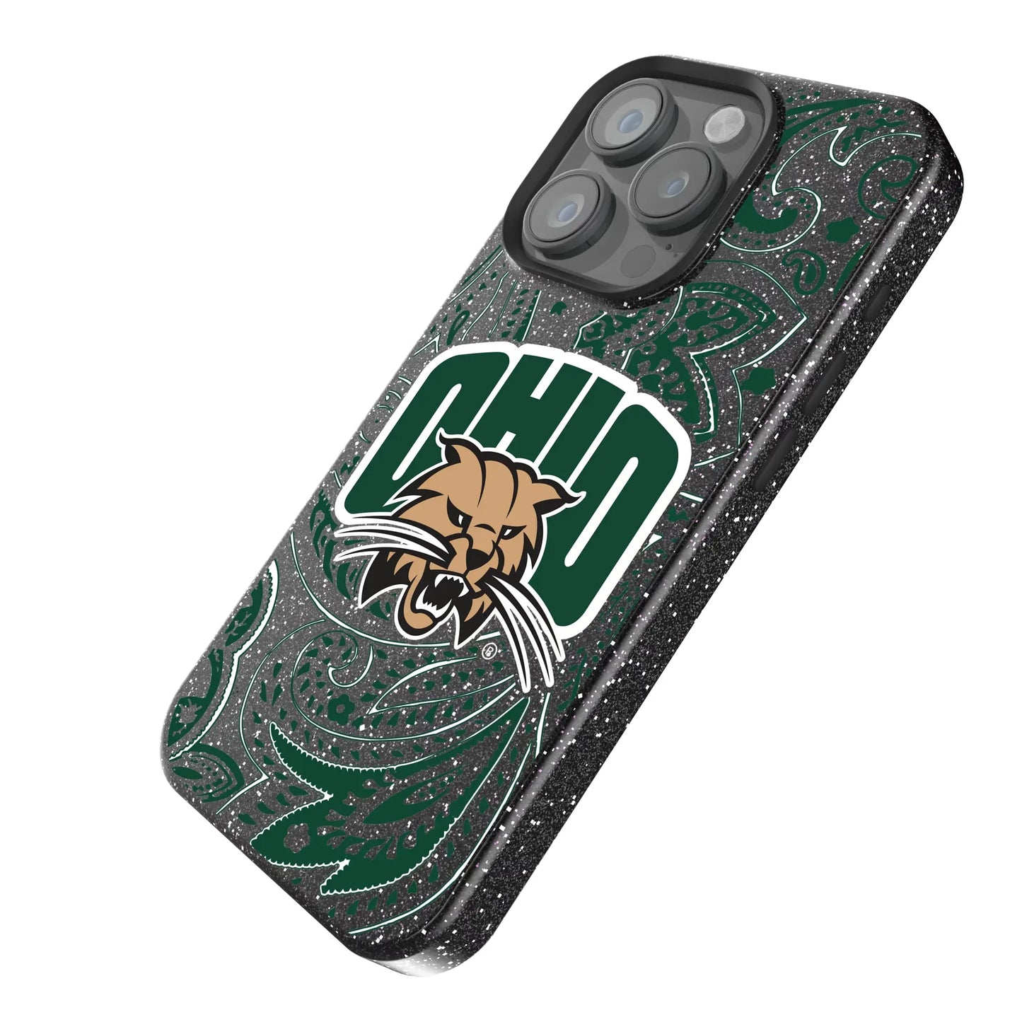 Ohio University Bobcats Paisley Black Bling Phone Case for Apple iPhone