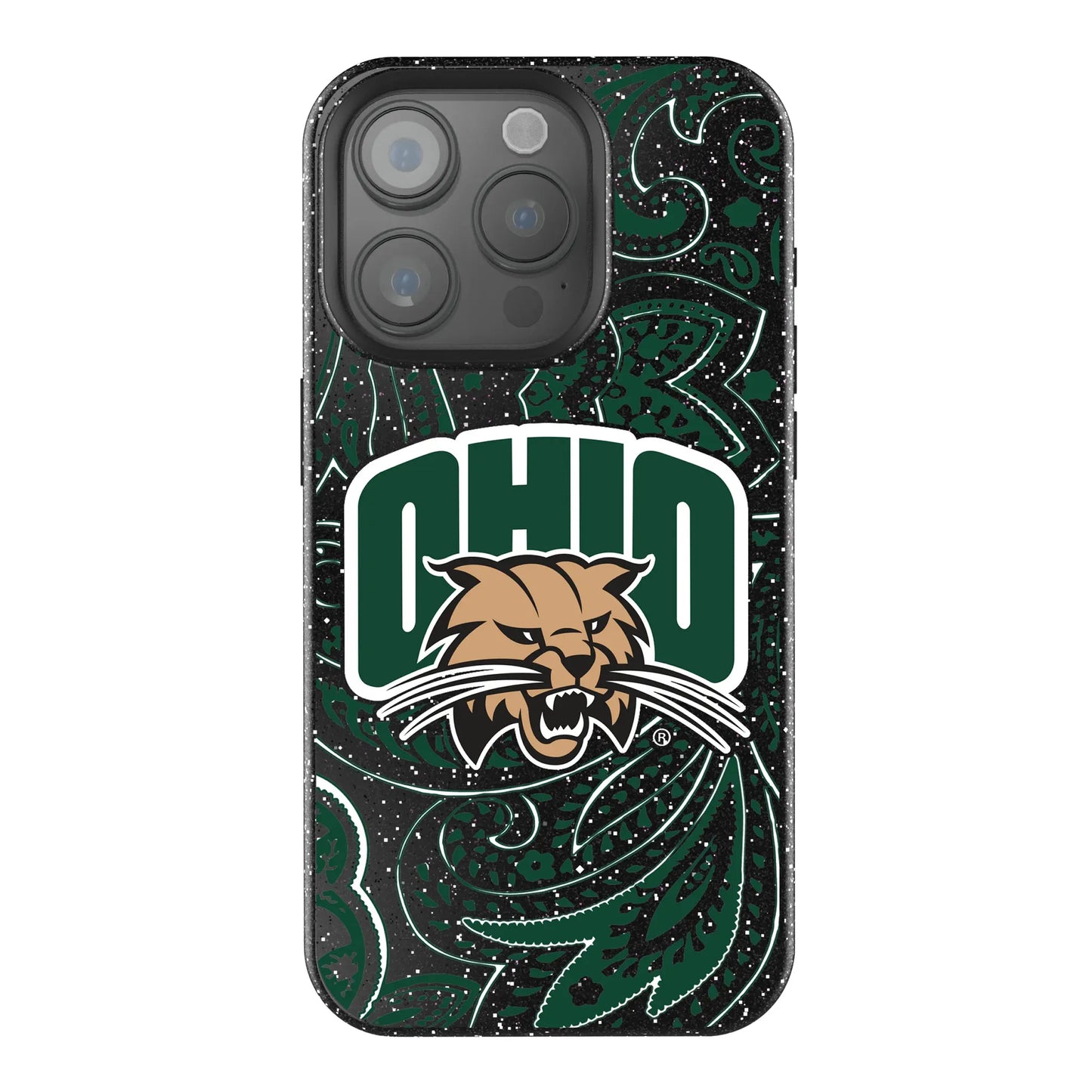 Ohio University Bobcats Paisley Black Bling Phone Case for Apple iPhone