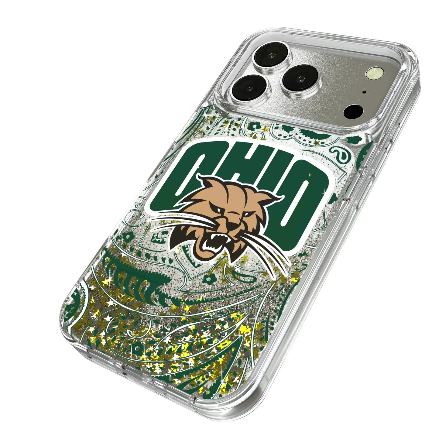 Ohio University Bobcats Paisley Glitter Phone Case for Apple iPhone