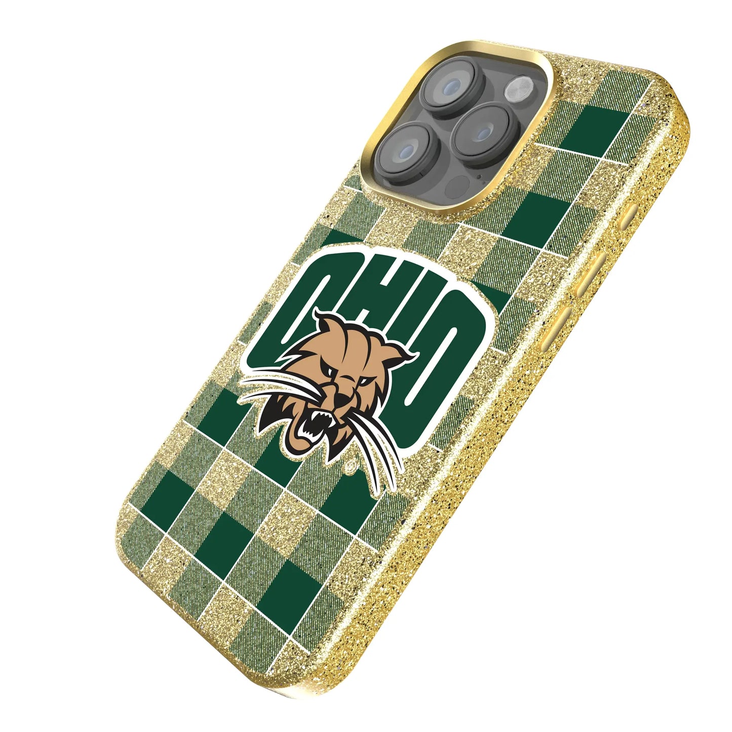 Ohio University Bobcats Plaid Bling Phone Case for Apple iPhone