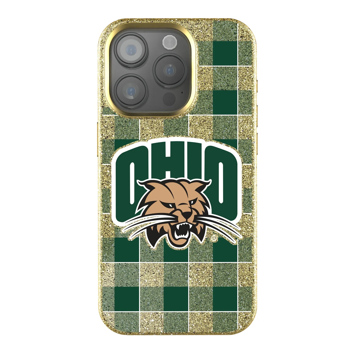 Ohio University Bobcats Plaid Bling Phone Case for Apple iPhone