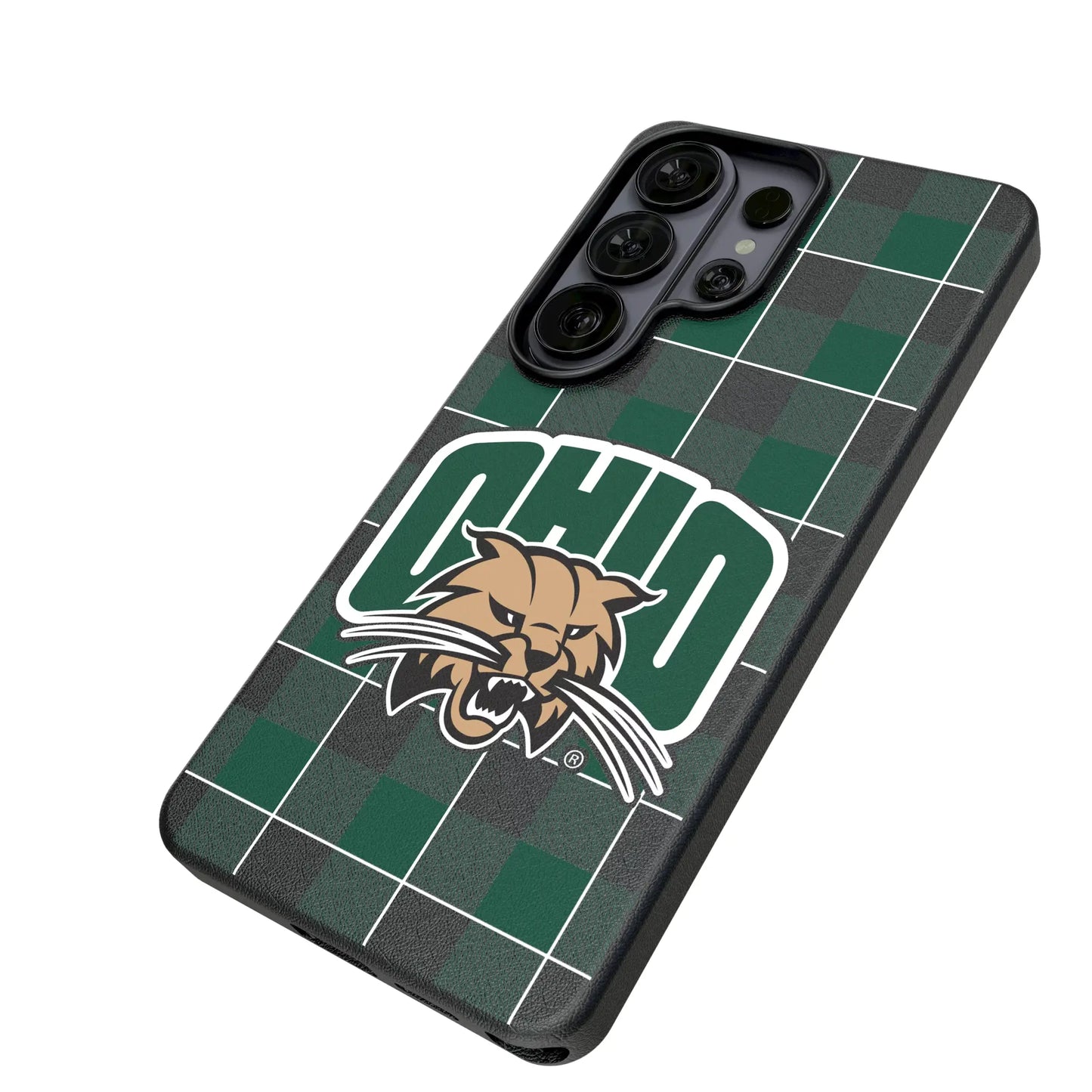 Ohio University Bobcats Plaid MagSafe Compatible Phone Case for Samsung Galaxy