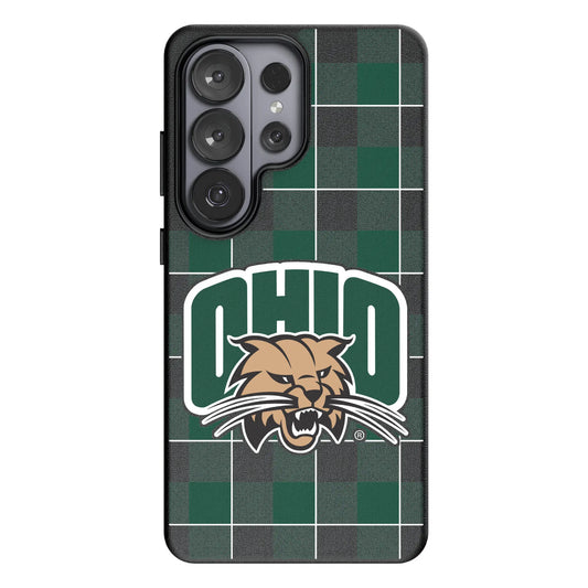 Ohio University Bobcats Plaid MagSafe Compatible Phone Case for Samsung Galaxy