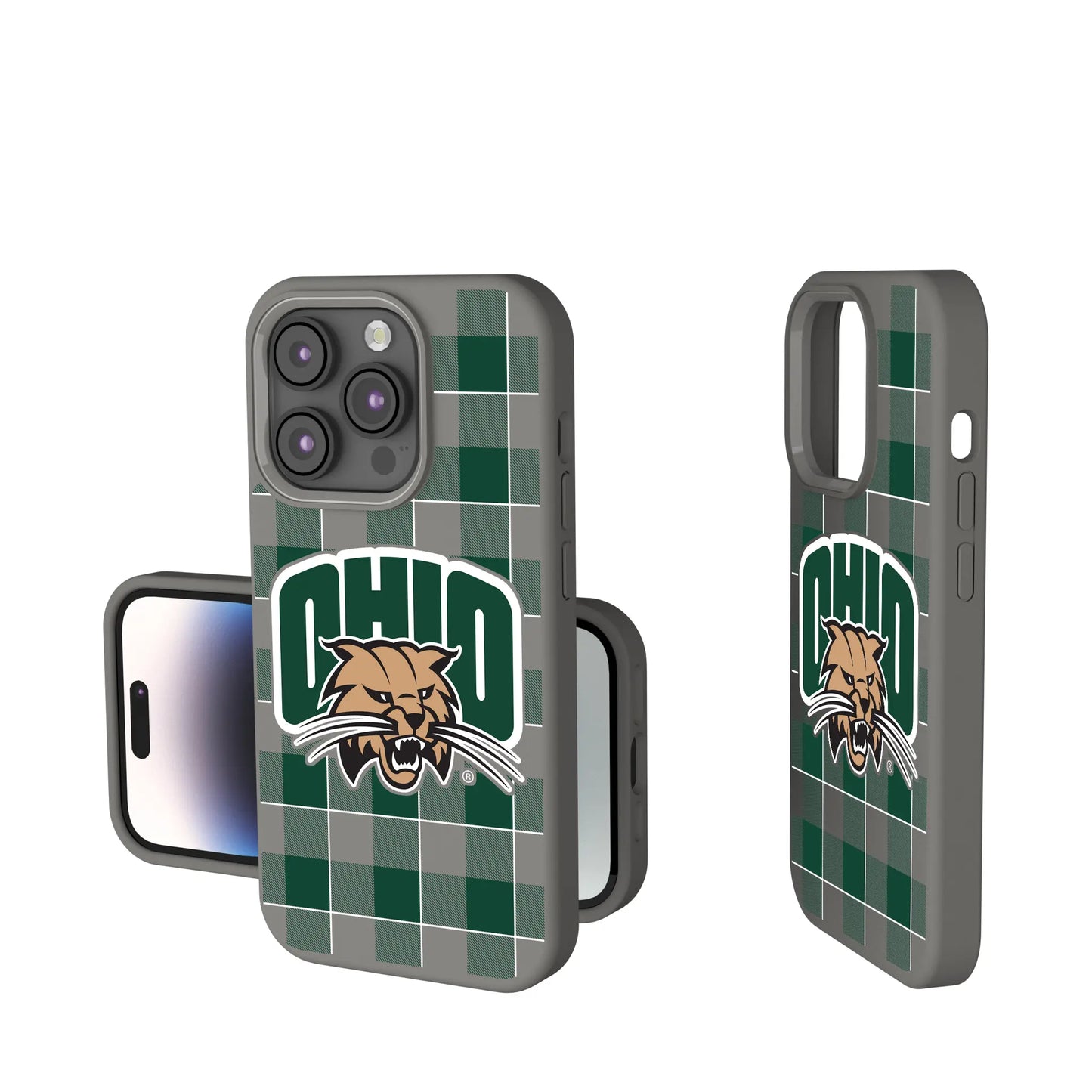 Ohio University Bobcats Plaid Soft Touch Phone Case for Apple iPhone
