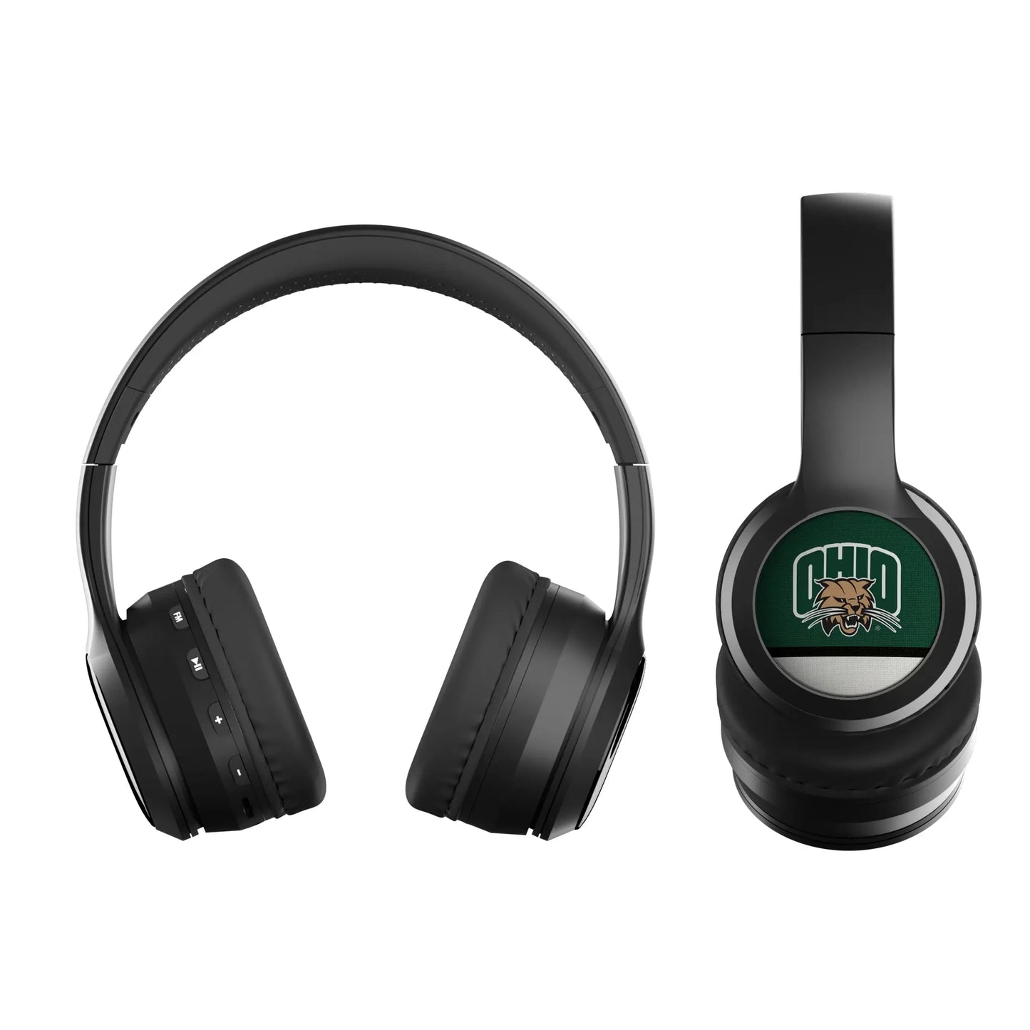 Ohio University Bobcats Stripe Wireless Over-Ear BT Headphones With Case