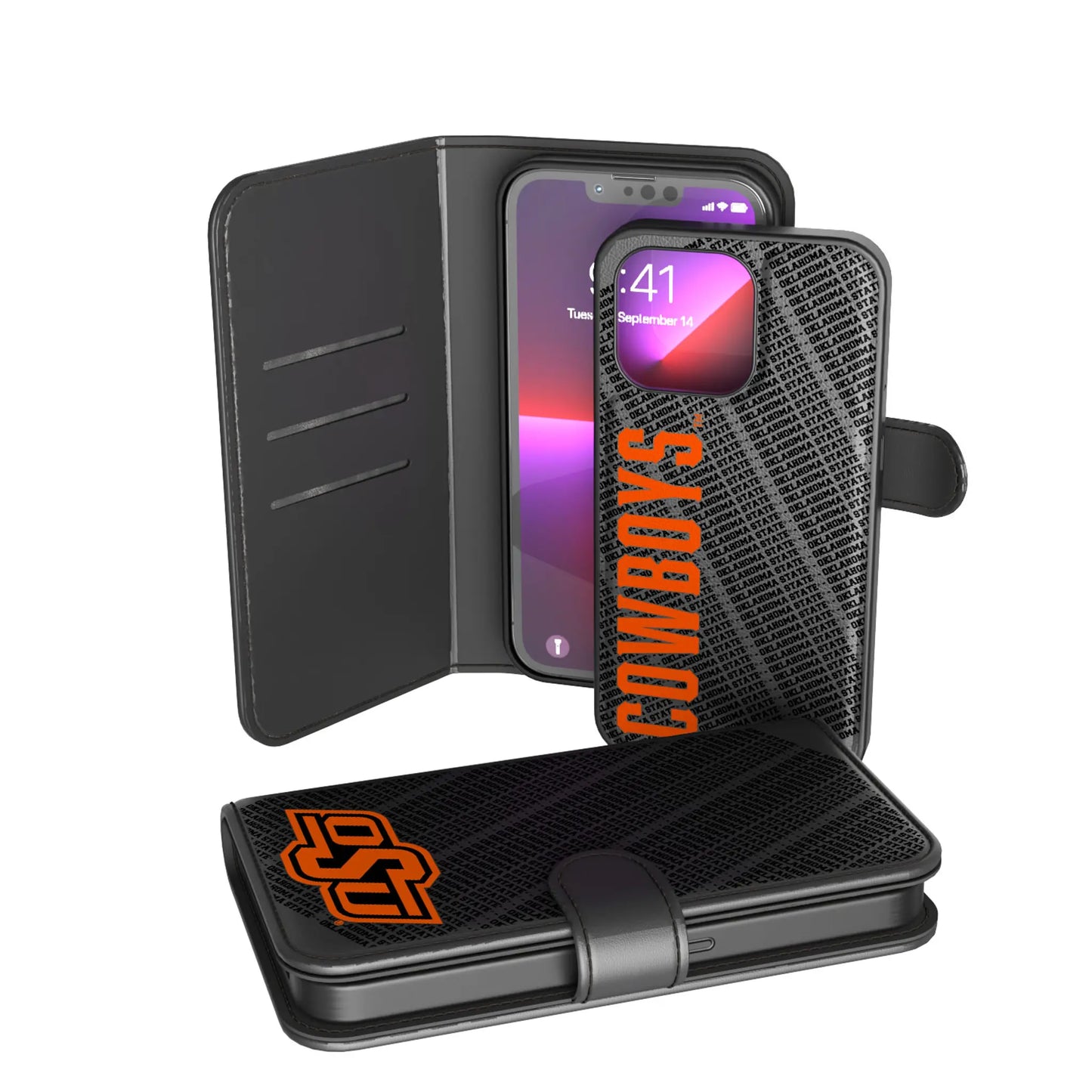 Oklahoma State University Cowboys Monocolor Tilt Wallet Phone Case for Apple iPhone