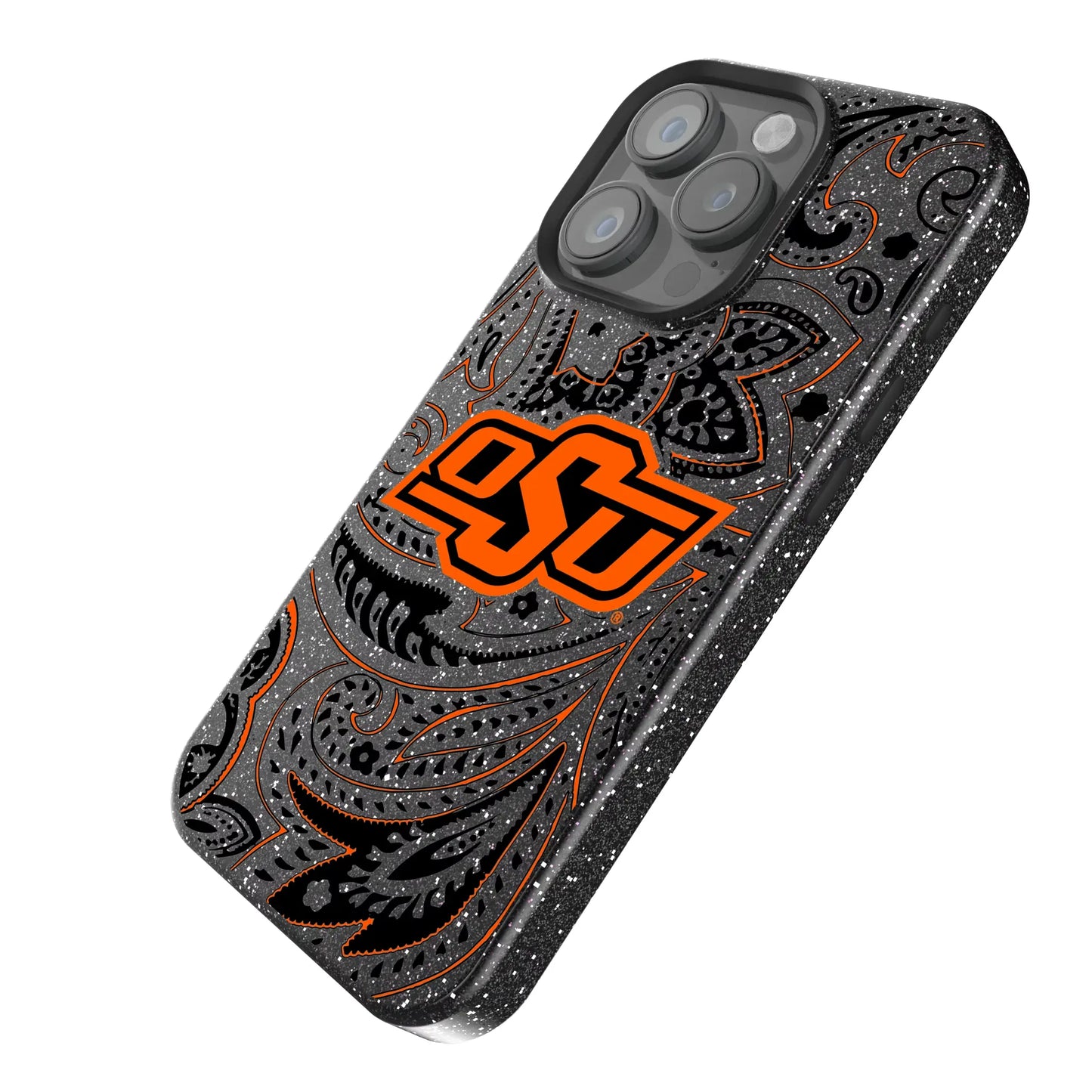 Oklahoma State University Cowboys Paisley Black Bling Phone Case for Apple iPhone