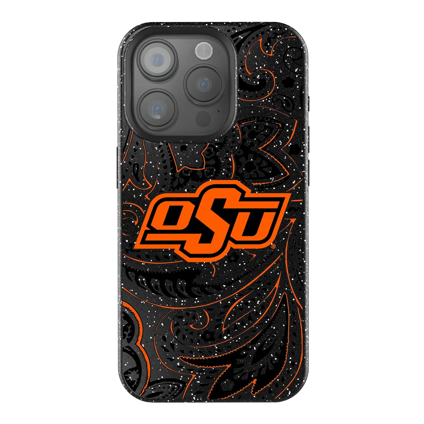 Oklahoma State University Cowboys Paisley Black Bling Phone Case for Apple iPhone