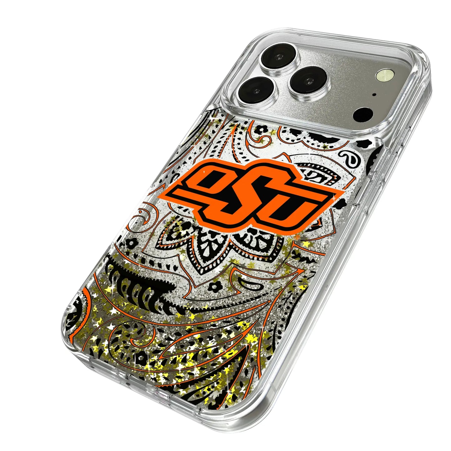 Oklahoma State University Cowboys Paisley Glitter Phone Case for Apple iPhone