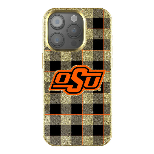 Oklahoma State University Cowboys Plaid Bling Phone Case for Apple iPhone