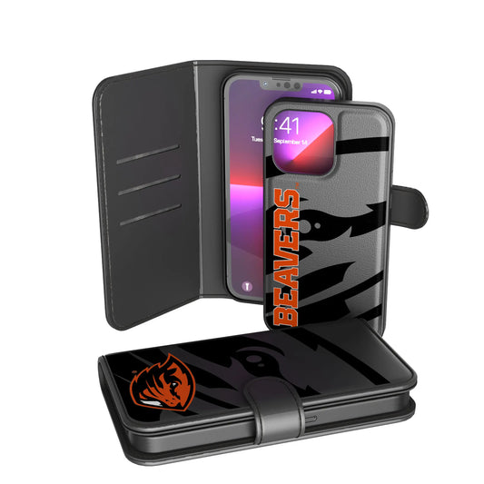 Oregon State University Beavers Monocolor Tilt Wallet Phone Case for Apple iPhone