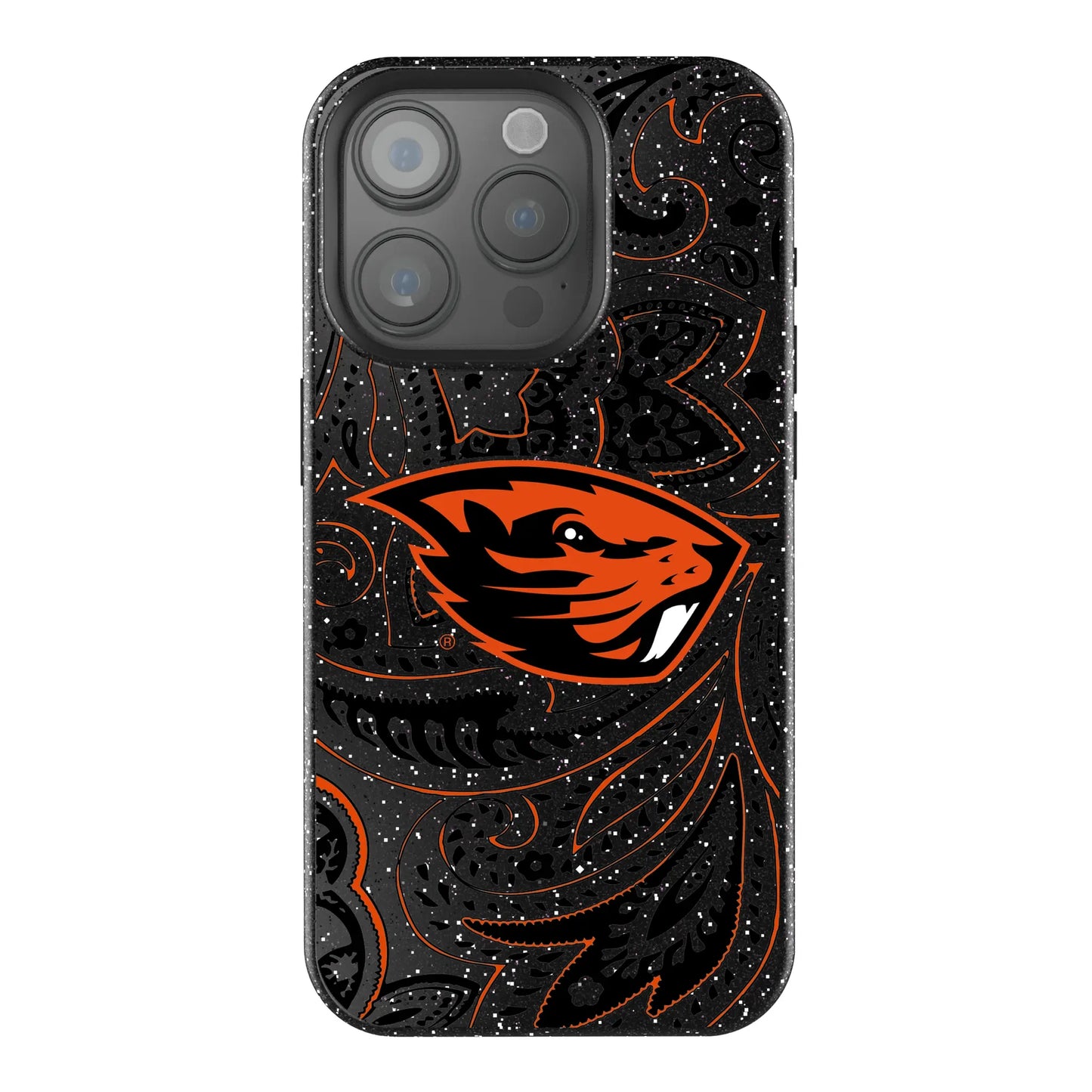 Oregon State University Beavers Paisley Black Bling Phone Case for Apple iPhone