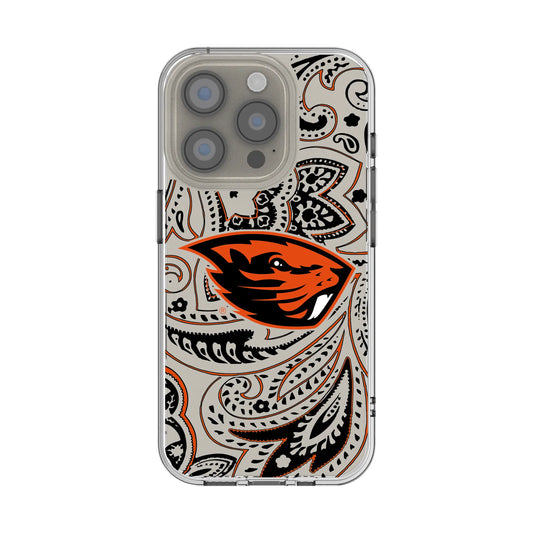 Oregon State University Beavers Paisley Clear Phone Case for Apple iPhone