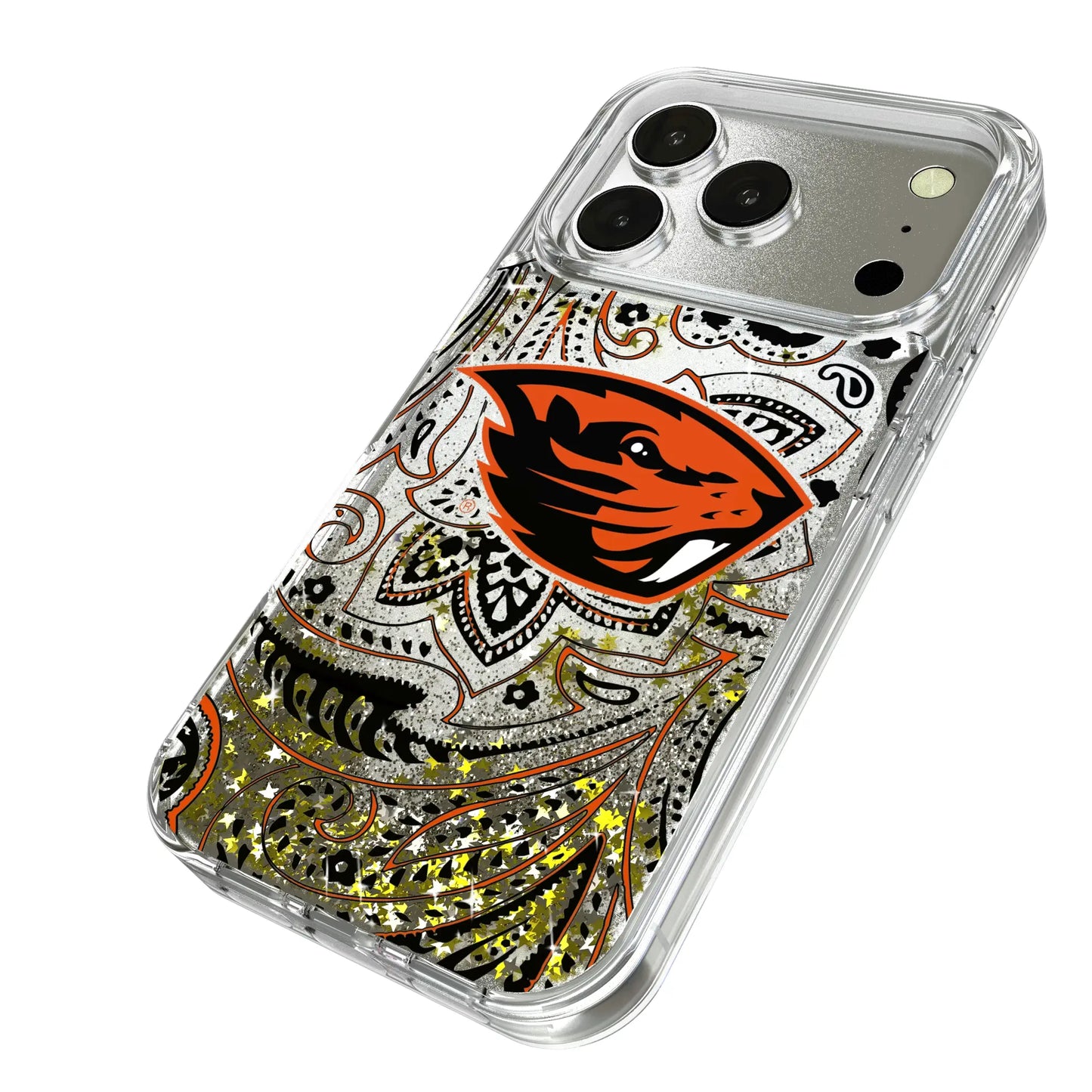 Oregon State University Beavers Paisley Glitter Phone Case for Apple iPhone