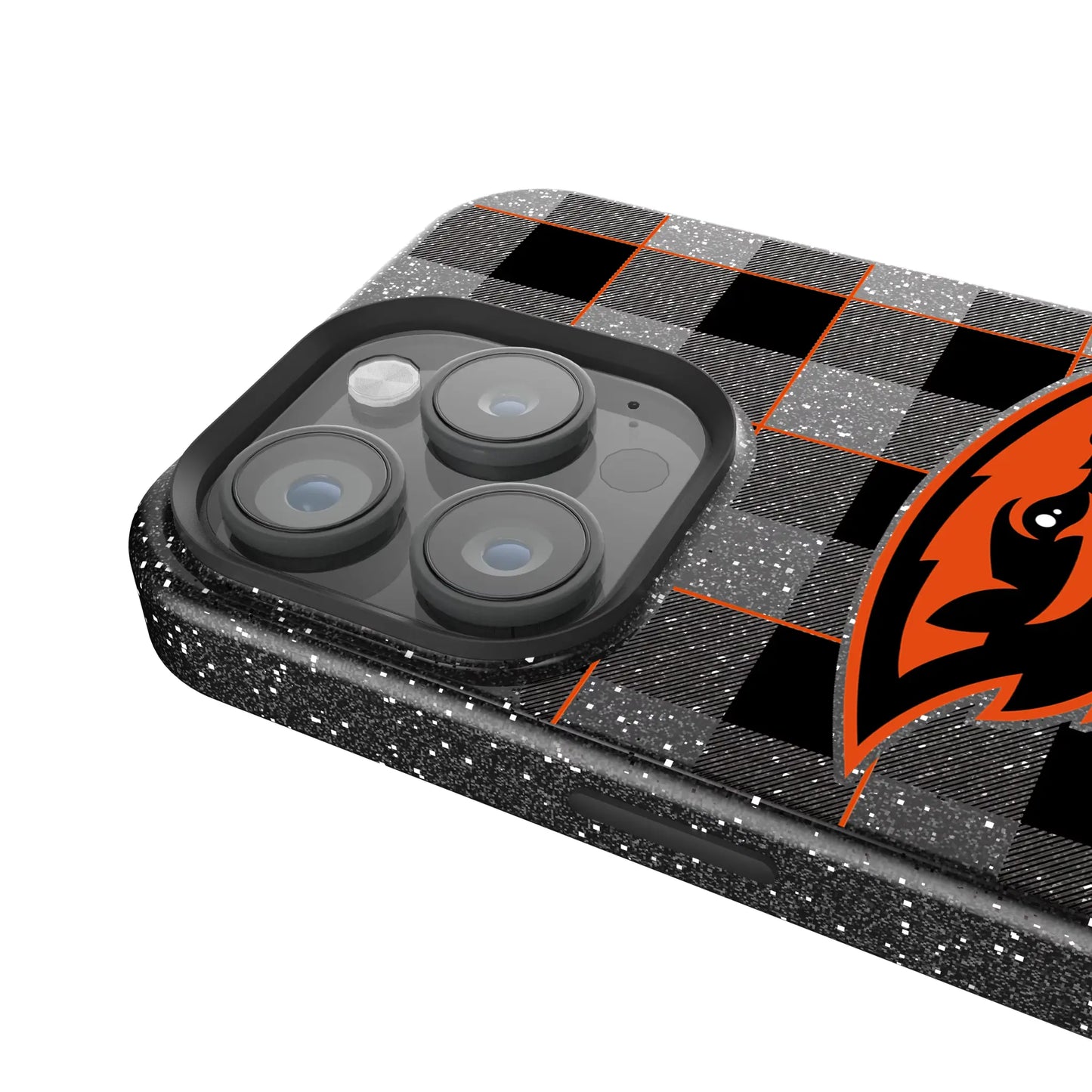 Oregon State University Beavers Plaid Black Bling Phone Case for Apple iPhone