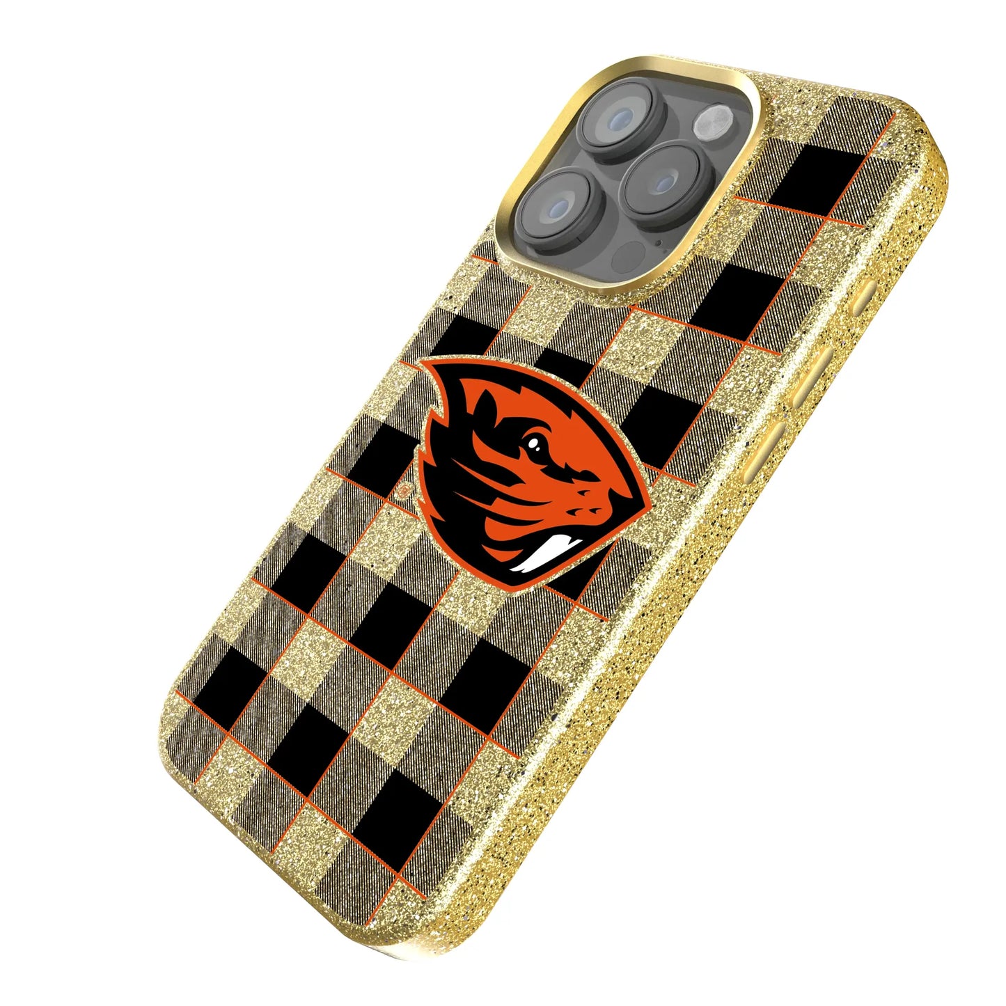 Oregon State University Beavers Plaid Bling Phone Case for Apple iPhone