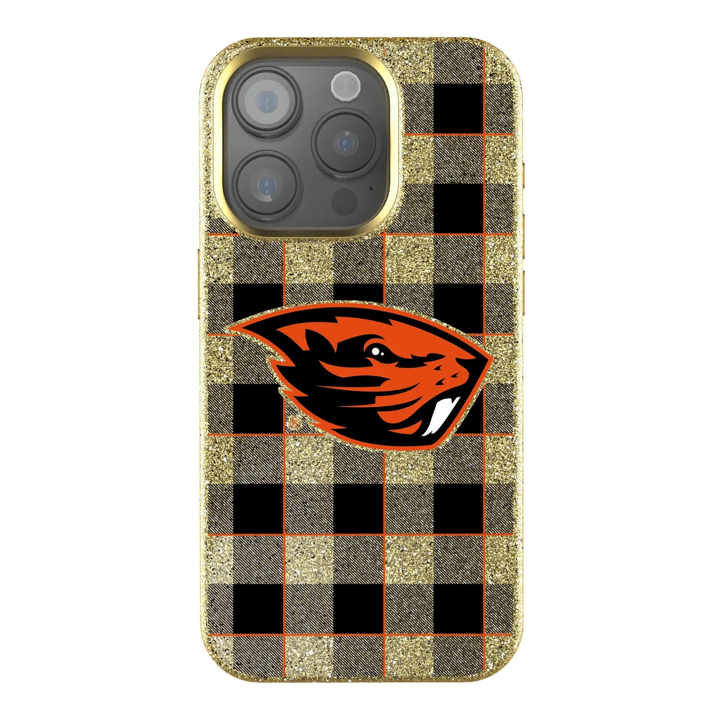 Oregon State University Beavers Plaid Bling Phone Case for Apple iPhone