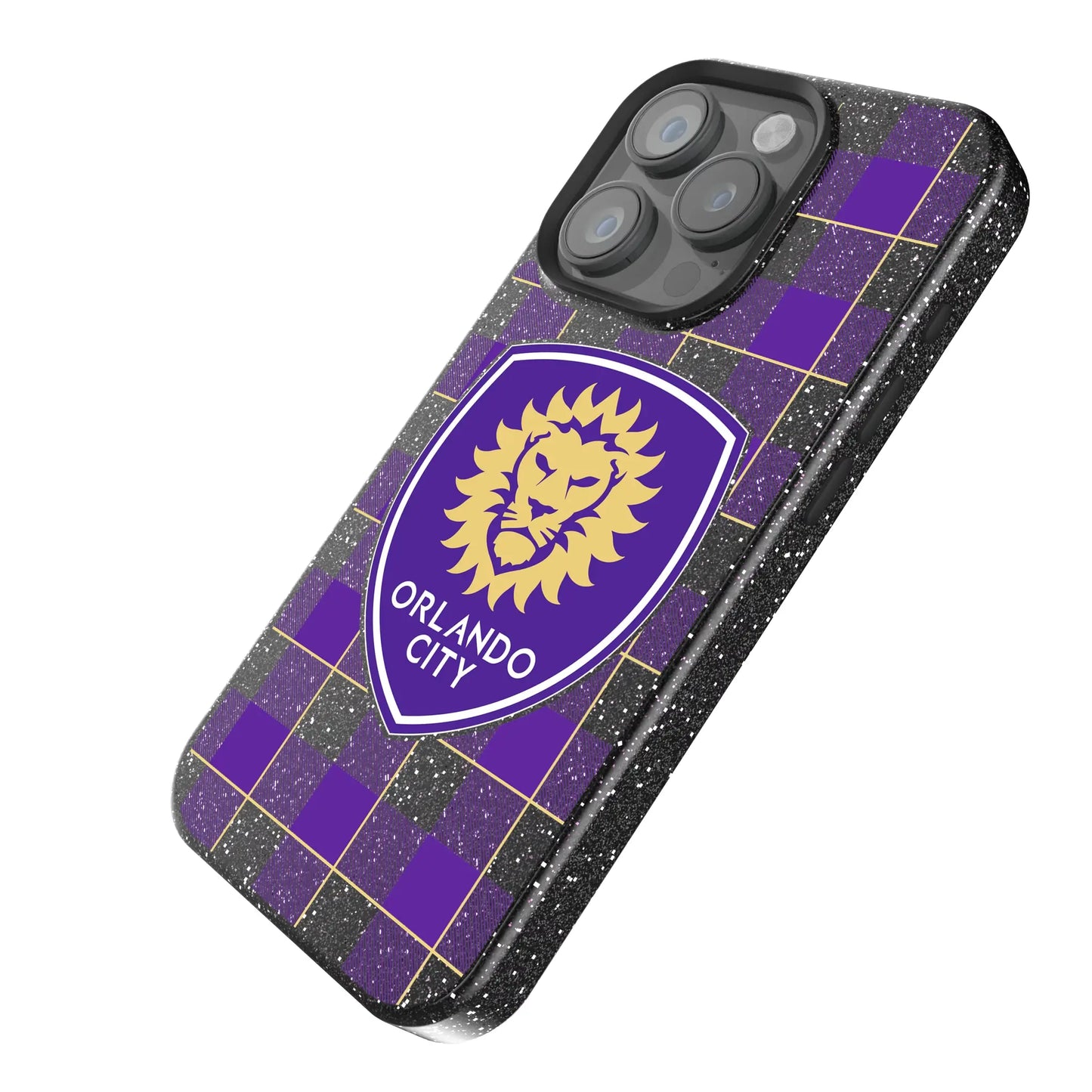Orlando City Soccer Club Plaid Black Bling Phone Case for Apple iPhone