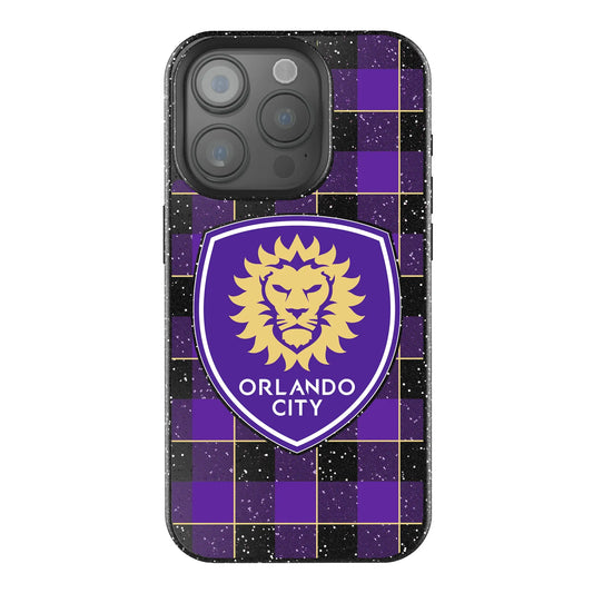 Orlando City Soccer Club Plaid Black Bling Phone Case for Apple iPhone