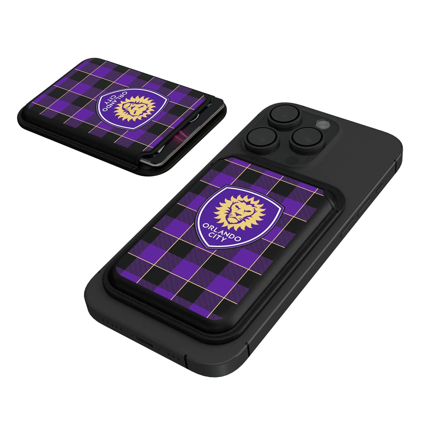 Orlando City Soccer Club Plaid Black Magnetic Credit Card Wallet