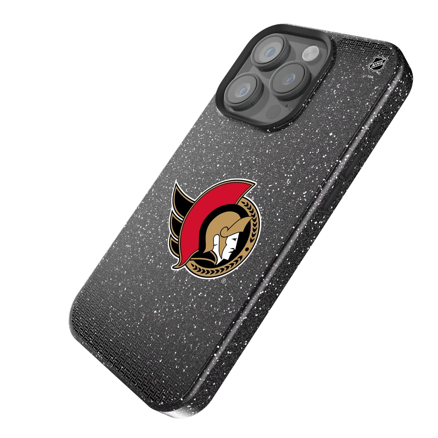 Ottawa Senators Linen Black Bling Phone Case for Apple iPhone