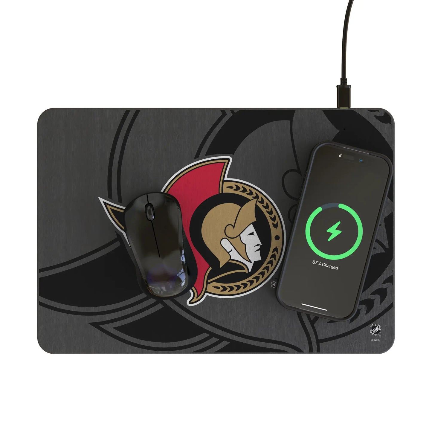 Ottawa Senators Monocolor Tilt 15-Watt Wireless Charger and Mouse Pad