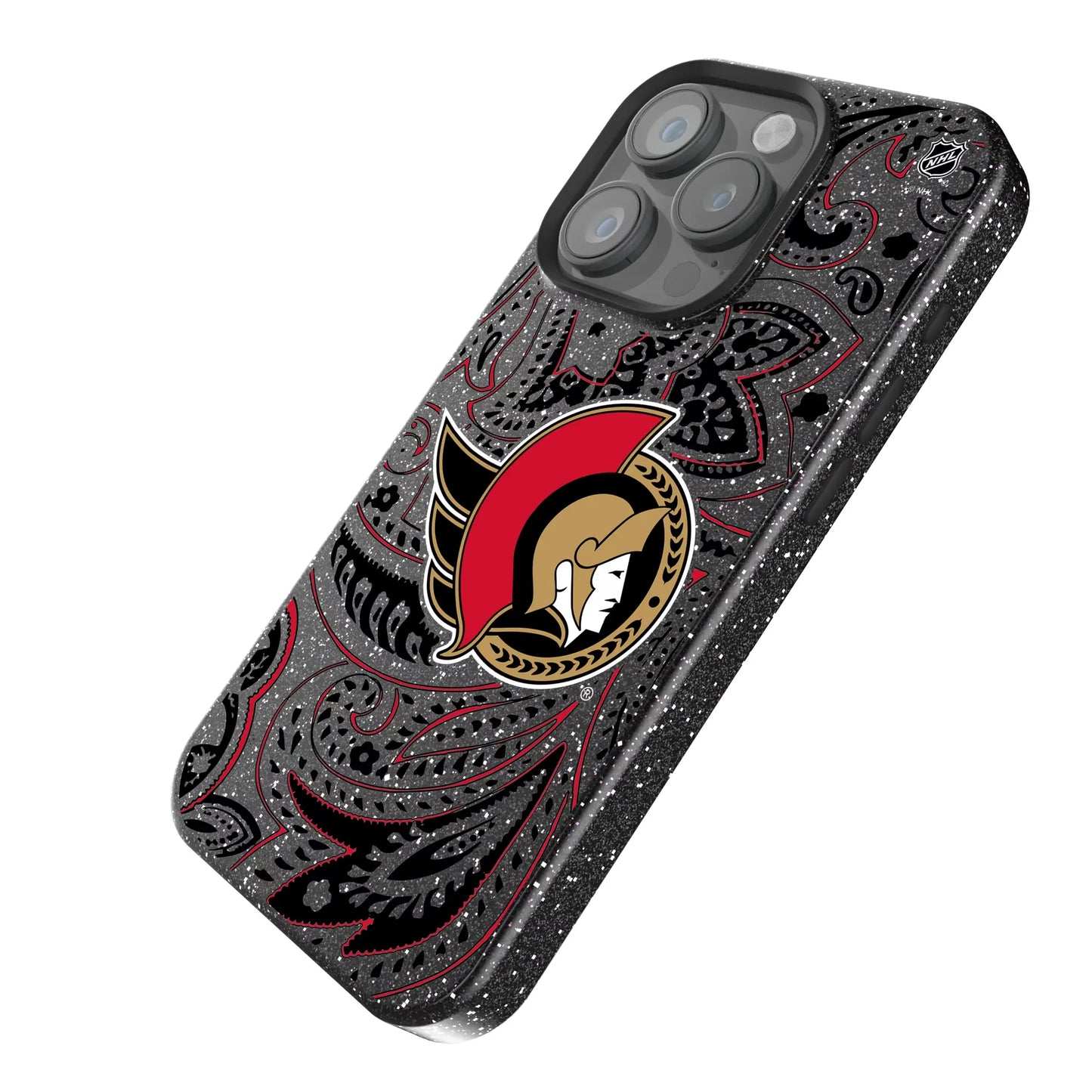 Ottawa Senators Paisley Black Bling Phone Case for Apple iPhone