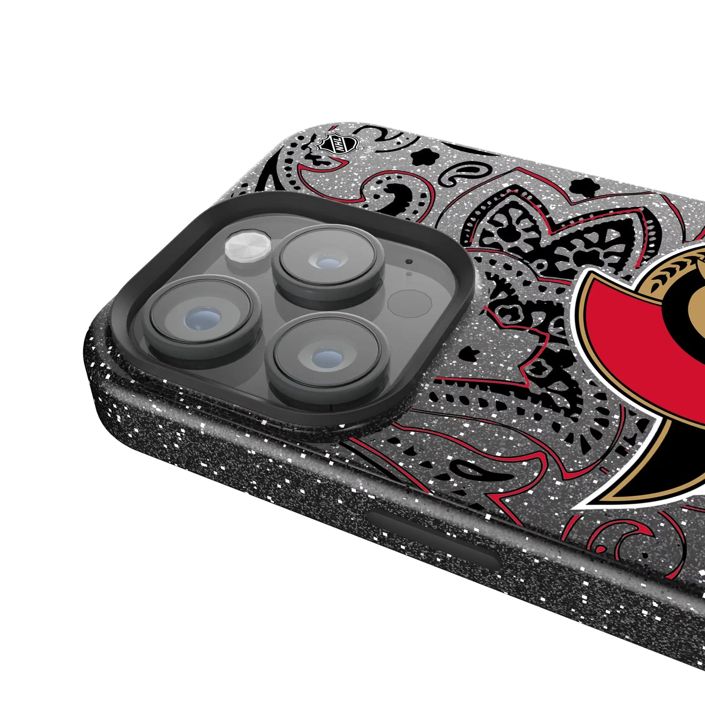 Ottawa Senators Paisley Black Bling Phone Case for Apple iPhone