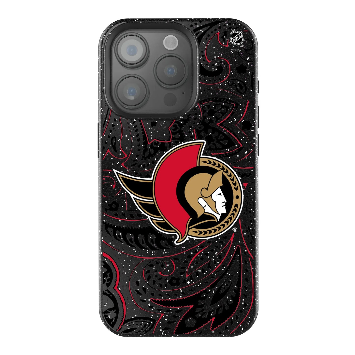 Ottawa Senators Paisley Black Bling Phone Case for Apple iPhone