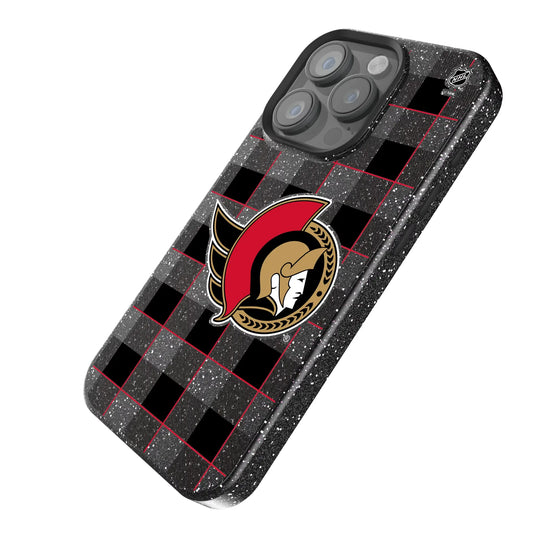 Ottawa Senators Plaid Black Bling Phone Case for Apple iPhone