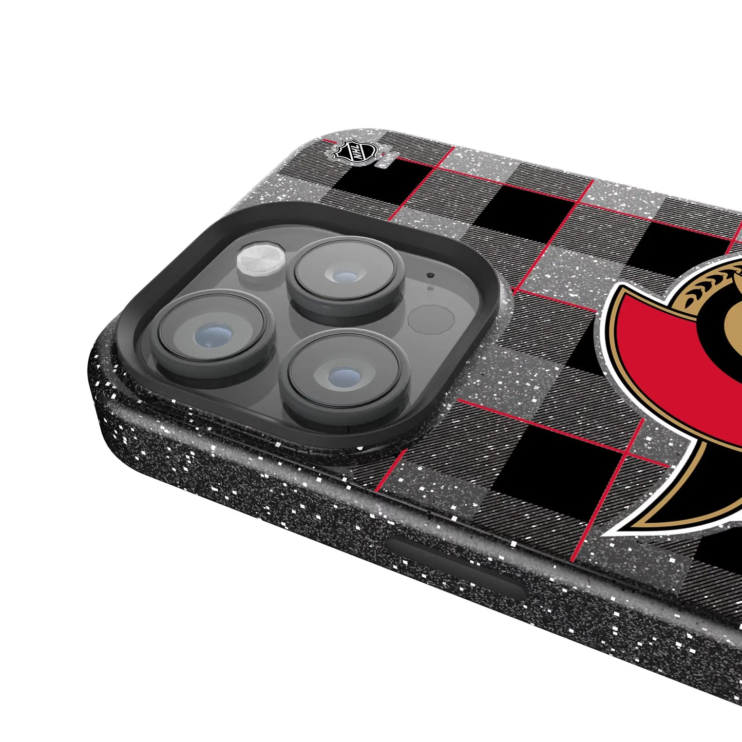 Ottawa Senators Plaid Black Bling Phone Case for Apple iPhone