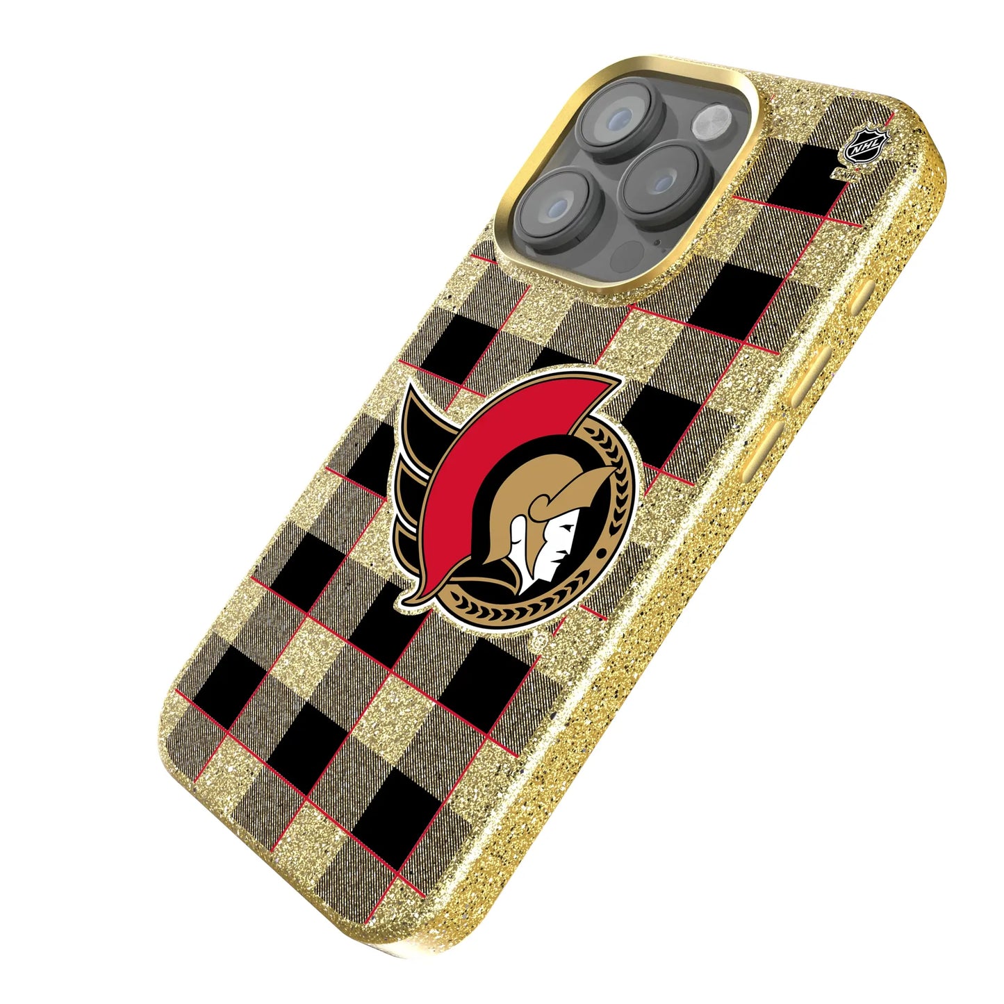 Ottawa Senators Plaid Bling Phone Case for Apple iPhone