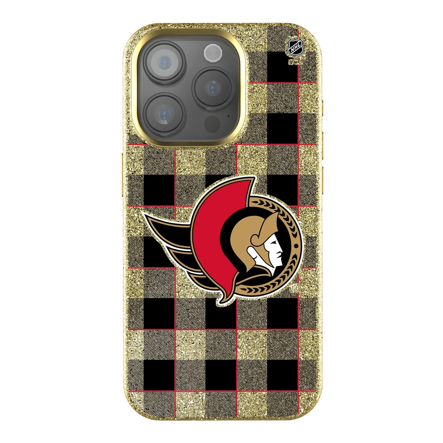 Ottawa Senators Plaid Bling Phone Case for Apple iPhone