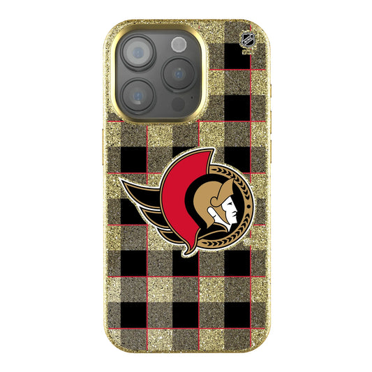 Ottawa Senators Plaid Bling Phone Case for Apple iPhone