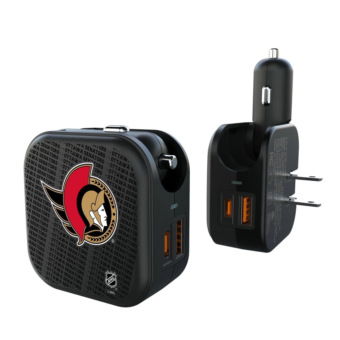 Ottawa Senators Text Backdrop 2 in 1 USB A/C Charger