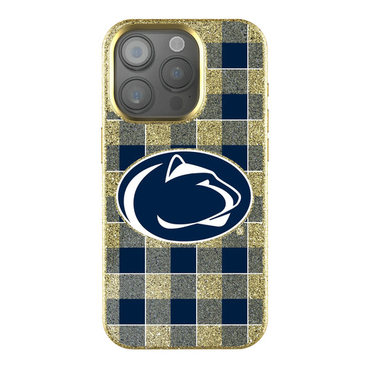 Pennsylvania State University Nittany Lions Plaid Bling Phone Case for Apple iPhone