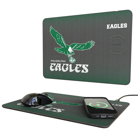 Philadelphia Eagles 1973-1995 Historic Collection Linen 15-Watt Wireless Charger and Mouse Pad