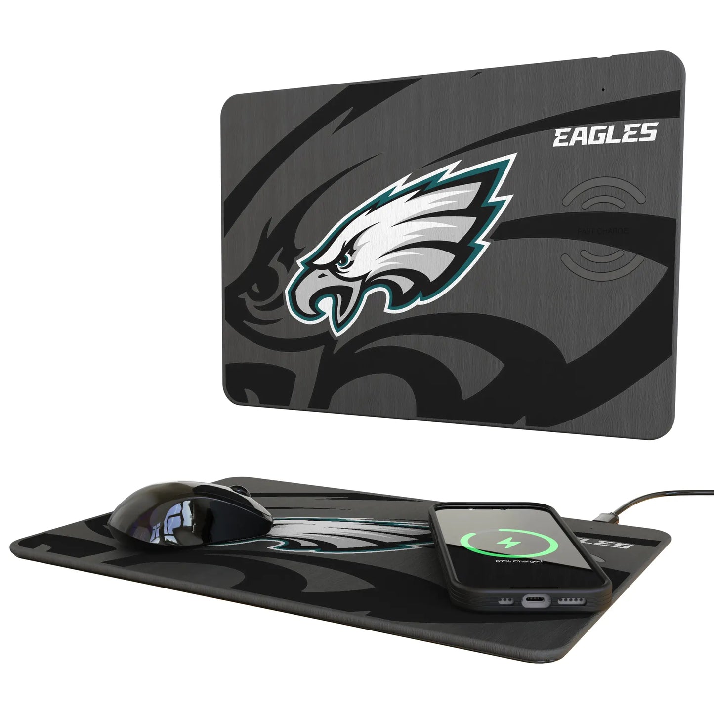 Philadelphia Eagles Monocolor Tilt 15-Watt Wireless Charger and Mouse Pad