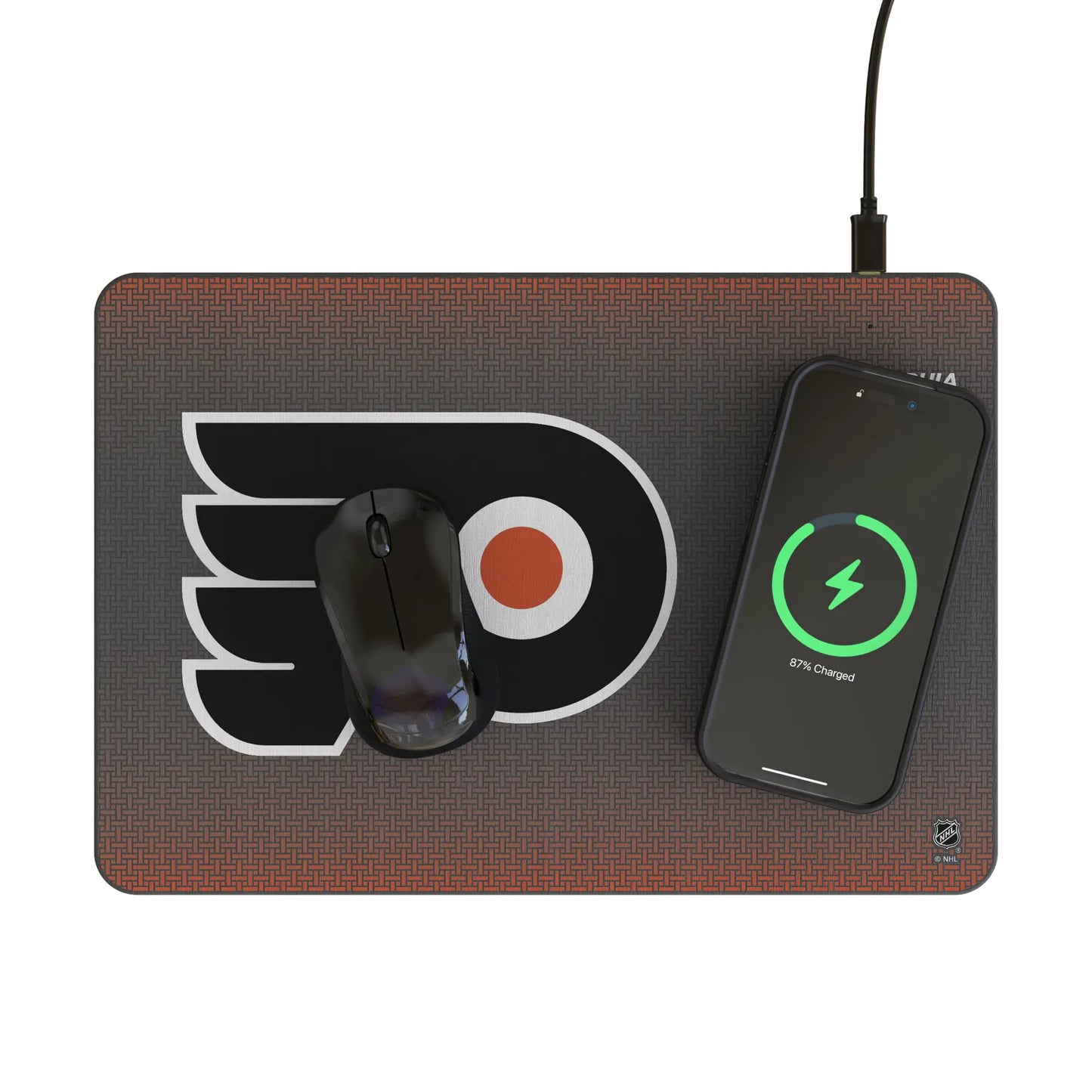 Philadelphia Flyers Linen 15-Watt Wireless Charger and Mouse Pad