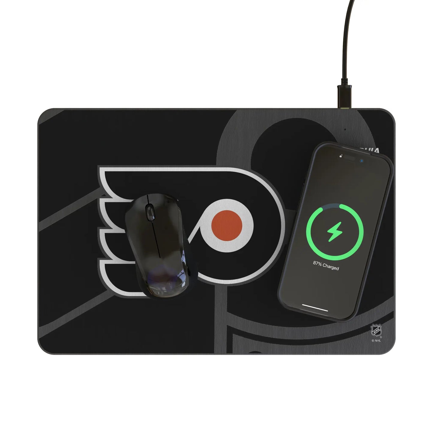 Philadelphia Flyers Monocolor Tilt 15-Watt Wireless Charger and Mouse Pad